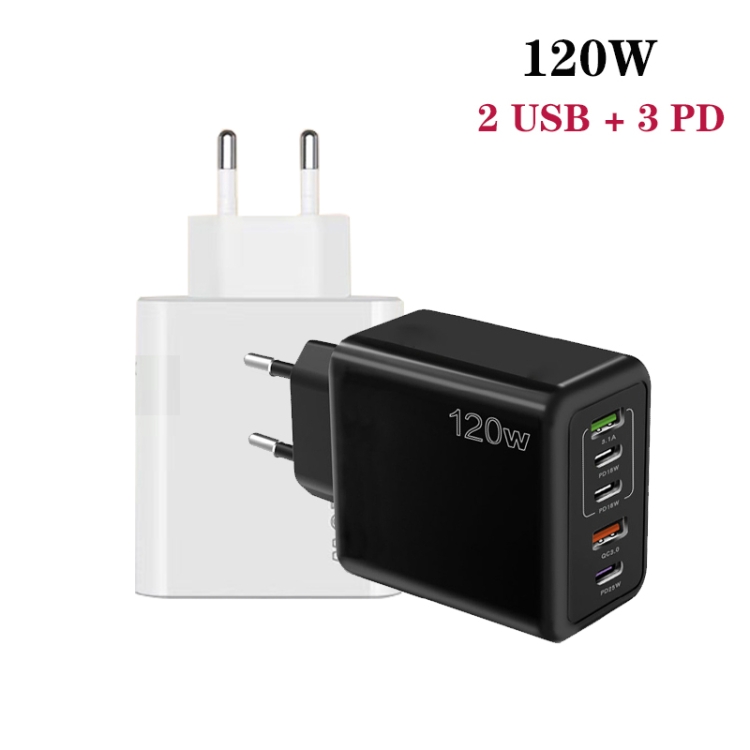 120W 3 PD Type-C Dual USB Multi Port Charger for Mobile Phones, EU Plug, EU Plug 3 120W 3 PD Type-C Dual USB Multi Port Charger for Mobile Phones, EU Plug, EU Plug - Image 3