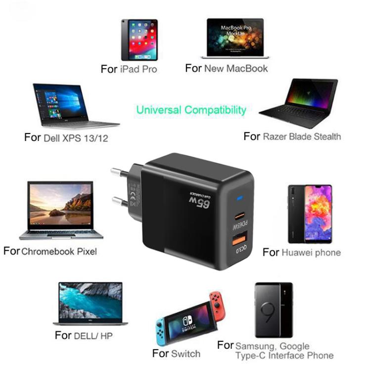 GaN PD 45W + QC3.0 USB Fully Compatible Protocol Charger,EU Plug, EU Plug 2 GaN PD 45W + QC3.0 USB Fully Compatible Protocol Charger,EU Plug, EU Plug - Image 2