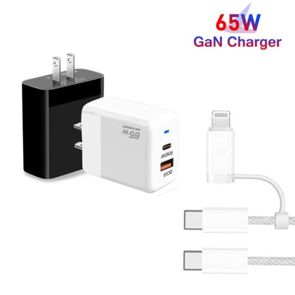 SYA0028737_B1.jpg PD41 GaN PD 45W + USB Charger with USB-C to USB-C / 8 Pin Data Cable for iPho...