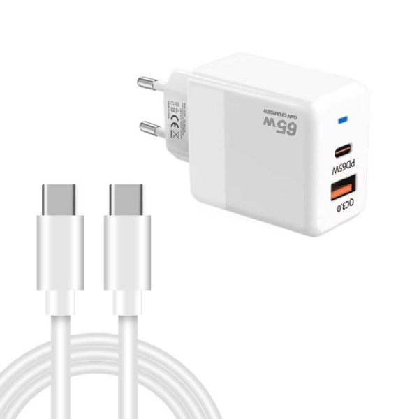 SYA002878101A-1.jpg PD41 GaN PD 45W + USB Charger with Type-C to Type-C Data Cable, EU Plug, EU Plug