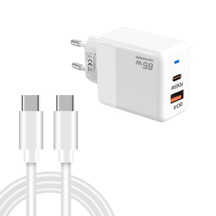 PD41 GaN PD 45W + USB Charger with Type-C to Type-C Data Cable, EU Plug, EU Plug 1 PD41 GaN PD 45W + USB Charger with Type-C to Type-C Data Cable, EU Plug, EU Plug