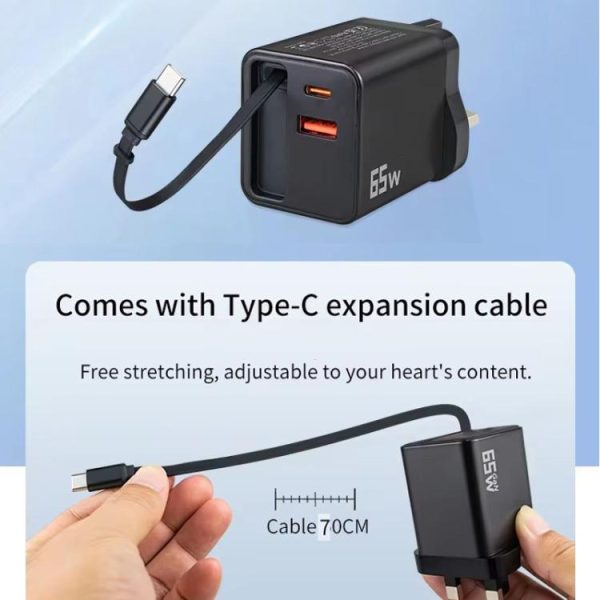 SYA0030388_B2.jpg FC1 3-in-1 70cm Retractable Type-C Cable, PD3.0, QC3.0 USB Phone Charger, EU ...