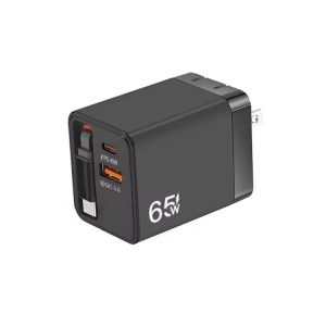 FC1 3-in-1 70cm Retractable Type-C Cable, PD3.0, QC3.0 USB Phone Charger, US Plug, US Plug