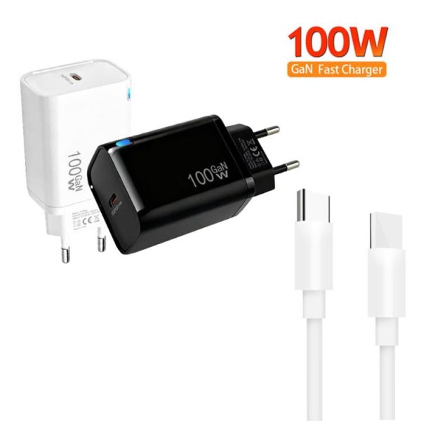 TE-PD46 GaN 100W PD 45W Fully Compatible Charger with Type-C to Type-C Data C...