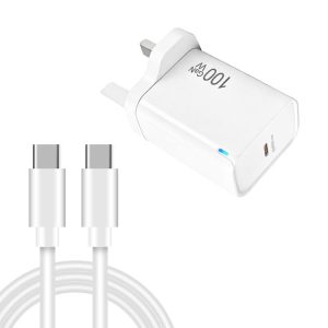 TE-PD46 GaN 100W PD 45W Fully Compatible Charger with Type-C to Type-C Data Cable,UK Plug