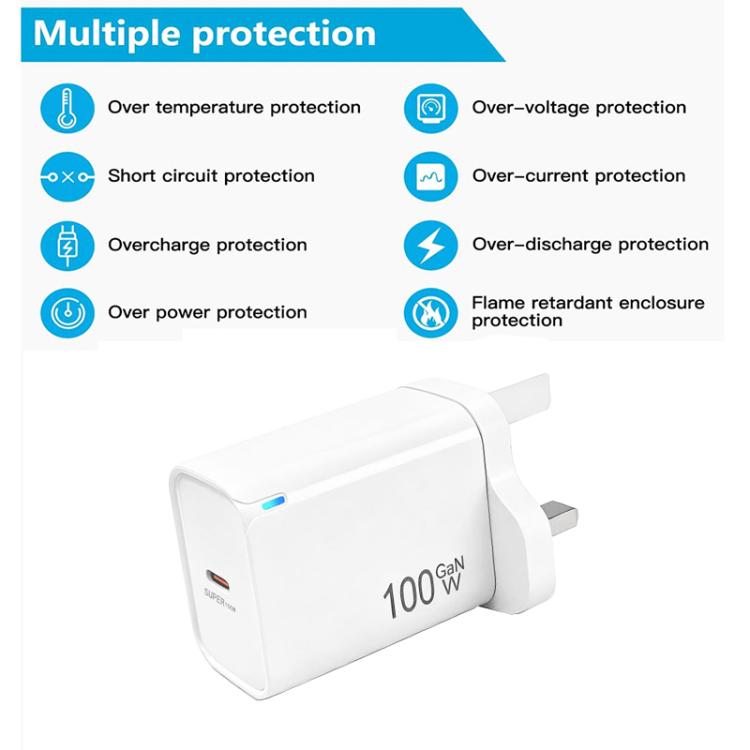 TE-PD46 GaN 100W PD 45W Fully Compatible Charger with Type-C to Type-C Data Cable,UK Plug 5 TE-PD46 GaN 100W PD 45W Fully Compatible Charger with Type-C to Type-C Data Cable,UK Plug - Image 5