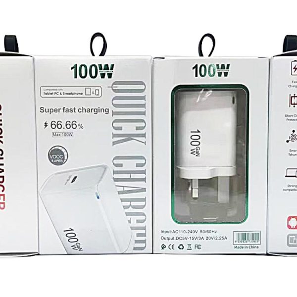 TE-PD46 GaN 100W PD 45W Fully Compatible Charger with Type-C to Type-C Data C...
