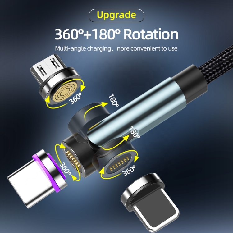 CC57 540 Degrees Rotary Magnetic Fast Charging Data Cable, 1m + 8 Pin + Type-C/USB-C + Micro USB + Red, 1m + Type-C/USB-C + Micro USB + Black, 2m + Type-C/USB-C + Micro USB + Red, 2m + Type-C/USB-C + Micro USB + Black 4 CC57 540 Degrees Rotary Magnetic Fast Charging Data Cable, 1m + 8 Pin + Type-C/USB-C + Micro USB + Red, 1m + Type-C/USB-C + Micro USB + Black, 2m + Type-C/USB-C + Micro USB + Red, 2m + Type-C/USB-C + Micro USB + Black - Image 4