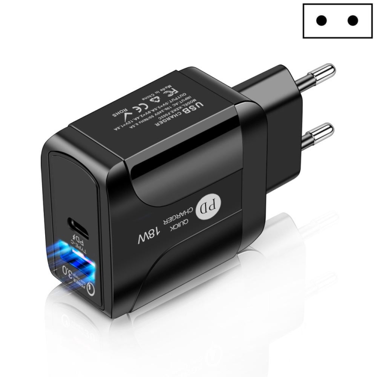 18W PD + QC 3.0 Fast Charge Travel Charger Power Adapter With LED Indication Function, EU Plug Black, US Plug Black, UK Plug Black, EU Plug White, US Plug White, UK Plug White 1 18W PD + QC 3.0 Fast Charge Travel Charger Power Adapter With LED Indication Function, EU Plug Black, US Plug Black, UK Plug Black, EU Plug White, US Plug White, UK Plug White