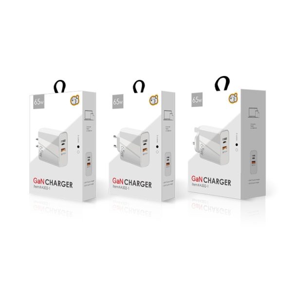 TBD06038265_B6.jpg A502 65W USB-C/Type-C+USB Dual Port GaN Charger QC3.0 Laptop Universal Charger, EU Plug Black, EU Plug White, US Plug Black, US Plug White, UK Plug Black, UK Plug White