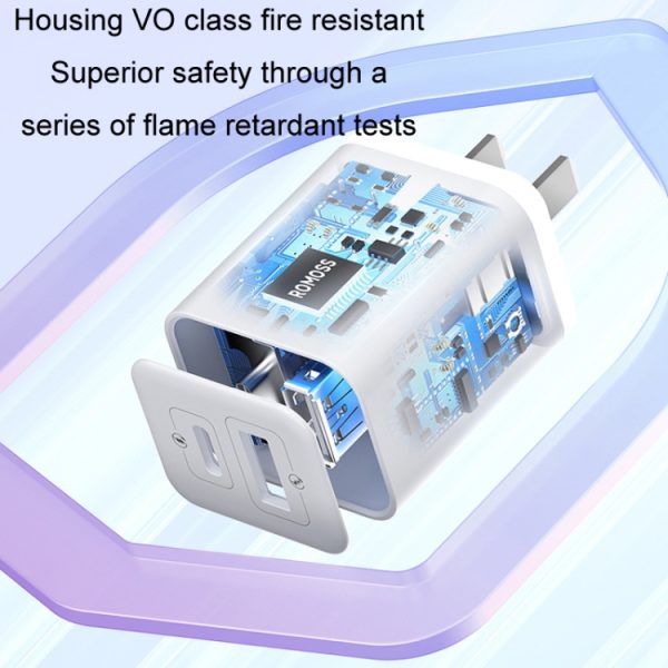 TBD06039302_B4.jpg ROMOSS PD20W Fast Charger For Apple/Huawei And Xiaomi, CN Plug, Single-port, ...