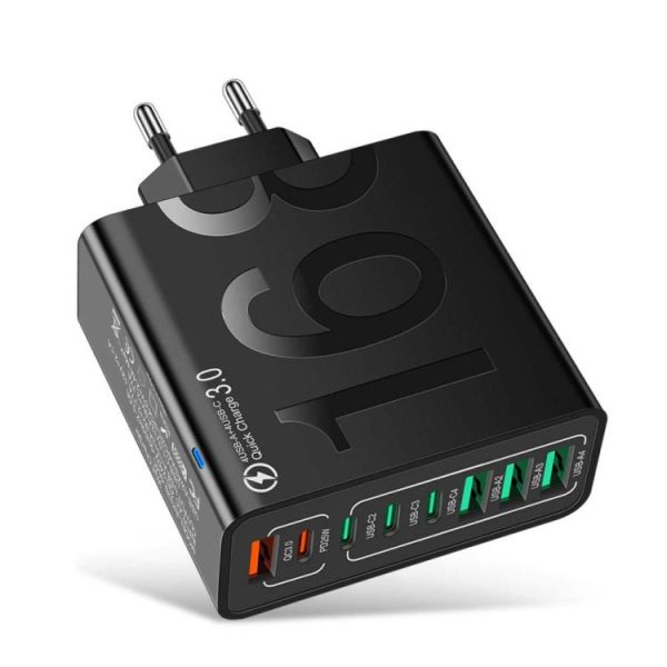 TBD0606305901-1.jpg 150W 4USB+4Type-C 8 Interface QC3.0 Fast Charging Cell Phone Charger, EU Plug...