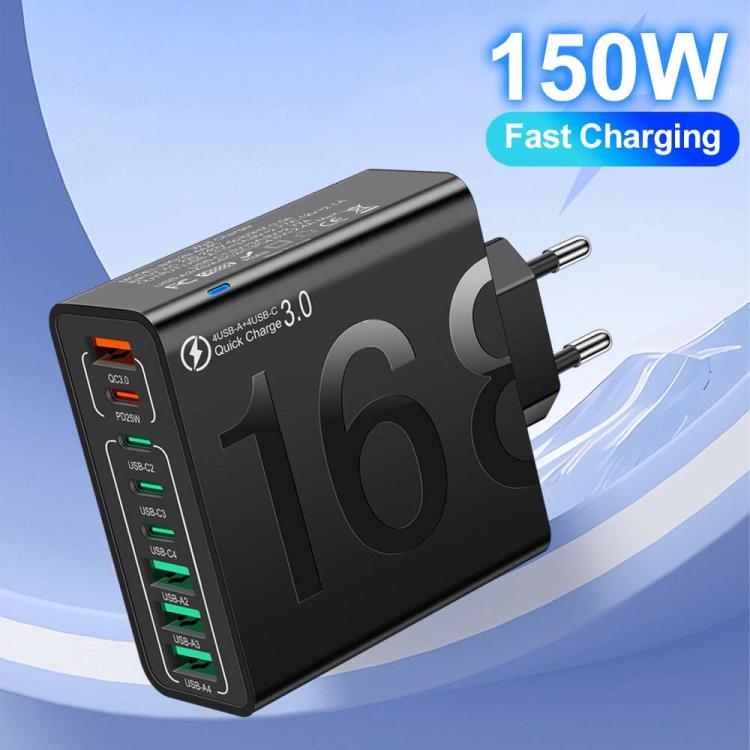 150W 4USB+4Type-C 8 Interface QC3.0 Fast Charging Cell Phone Charger, EU Plug (Black), EU Plug (White), EU Plug (Yellow), US Plug (Black), US Plug (White), US Plug (Yellow), UK Plug (Black), UK Plug (White), UK Plug (Yellow) 2 150W 4USB+4Type-C 8 Interface QC3.0 Fast Charging Cell Phone Charger, EU Plug (Black), EU Plug (White), EU Plug (Yellow), US Plug (Black), US Plug (White), US Plug (Yellow), UK Plug (Black), UK Plug (White), UK Plug (Yellow) - Image 2