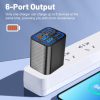 TBD06063107_B5.jpg 50W 3USB+3Type-C 6 Ports Fast Charging Cell Phone Charger, EU Plug (Black), E...