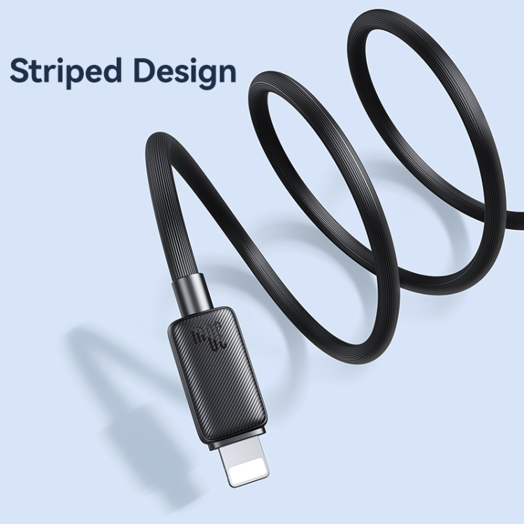 USAMS US-SJ697 USB-C / Type-C to 8 Pin 30W Striped Fast Charge Data Cable, 1m, 2m, 3m 7 USAMS US-SJ697 USB-C / Type-C to 8 Pin 30W Striped Fast Charge Data Cable, 1m, 2m, 3m - Image 7