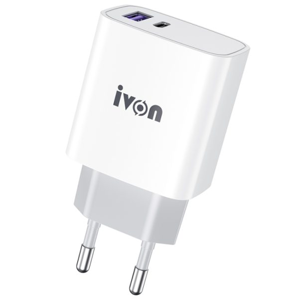 IP6D4156EU-1.jpg IVON AD52 18W USB-C / Type-C + USB Dual Port PD Fast Charge