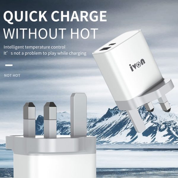 IP6D4156_B2.jpg IVON AD52 18W USB-C / Type-C + USB Dual Port PD Fast Charge