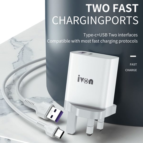 IP6D4156_B3.jpg IVON AD52 18W USB-C / Type-C + USB Dual Port PD Fast Charge