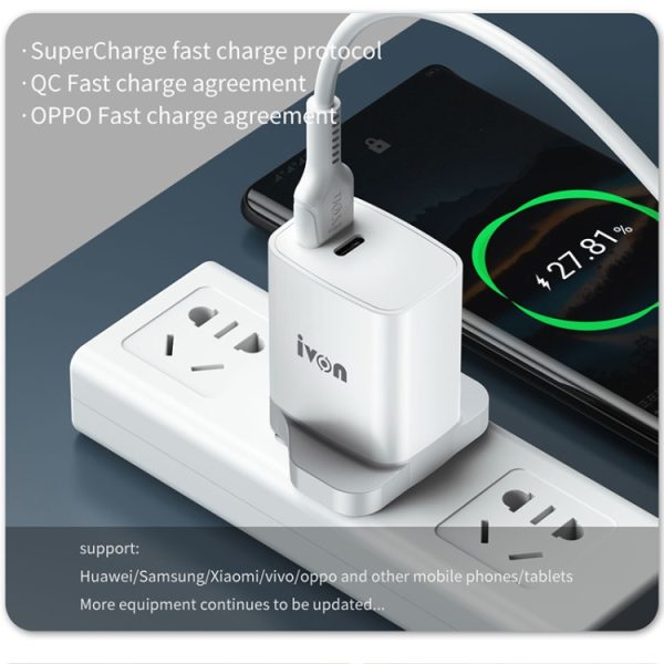 IP6D4156_B6.jpg IVON AD52 18W USB-C / Type-C + USB Dual Port PD Fast Charge