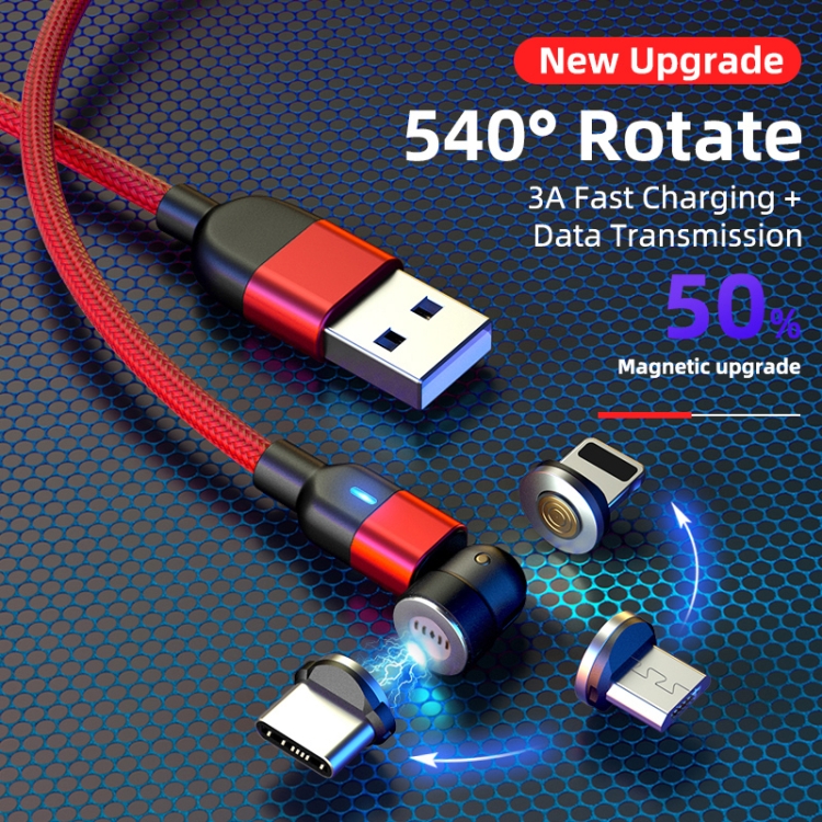 2m 3A Output 3 in 1 USB to 8 Pin + USB-C / Type-C + Micro USB 540 Degree Rotating Magnetic Data Sync Charging Cable, 2m 3 in 1 4 2m 3A Output 3 in 1 USB to 8 Pin + USB-C / Type-C + Micro USB 540 Degree Rotating Magnetic Data Sync Charging Cable, 2m 3 in 1 - Image 4