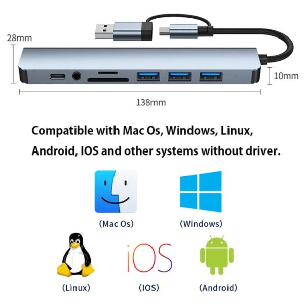 PC4412_10.jpg BYL-2218TU 8 in 1 USB + USB-C / Type-C to USB Multifunctional Docking Station...