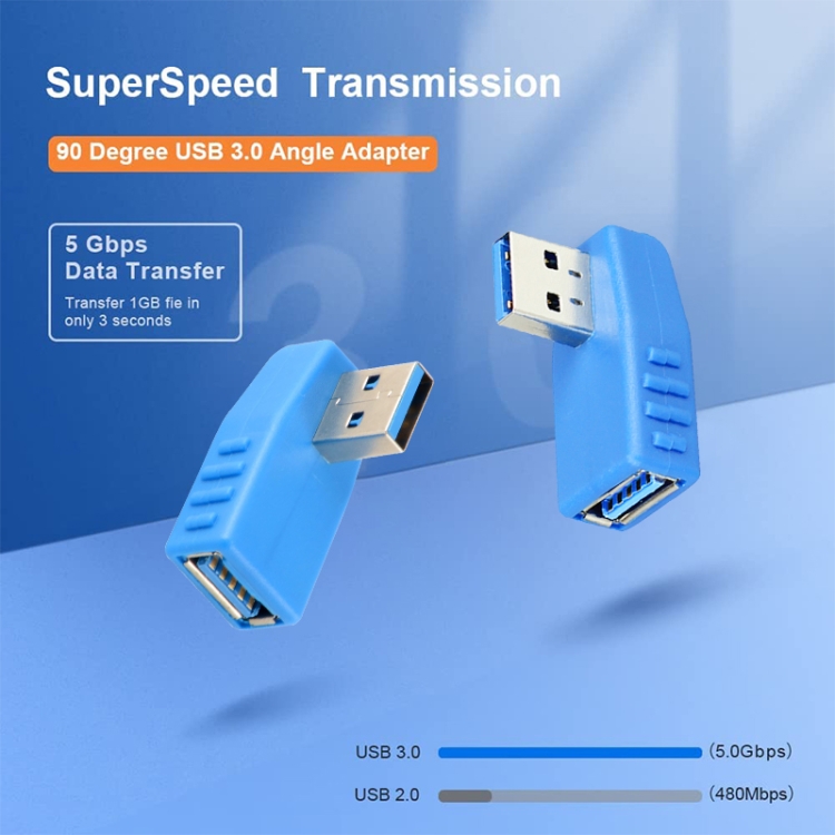 USB 3.0 AM to USB 3.0 AF Cable Adapter, Left Angle AM to AF(Blue), Left Angle AM to AF(Blcak) 3 USB 3.0 AM to USB 3.0 AF Cable Adapter, Left Angle AM to AF(Blue), Left Angle AM to AF(Blcak) - Image 3