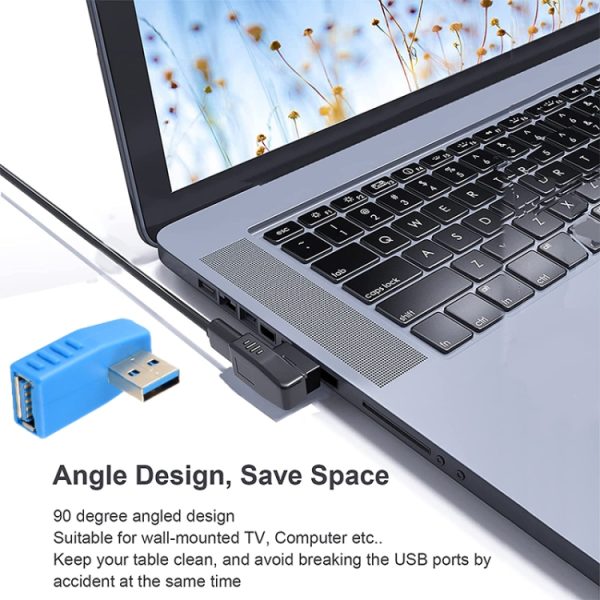 S-PC-1035BE_4.jpg USB 3.0 AM to USB 3.0 AF Cable Adapter, Left Angle AM to AF(Blue), Left Angle...