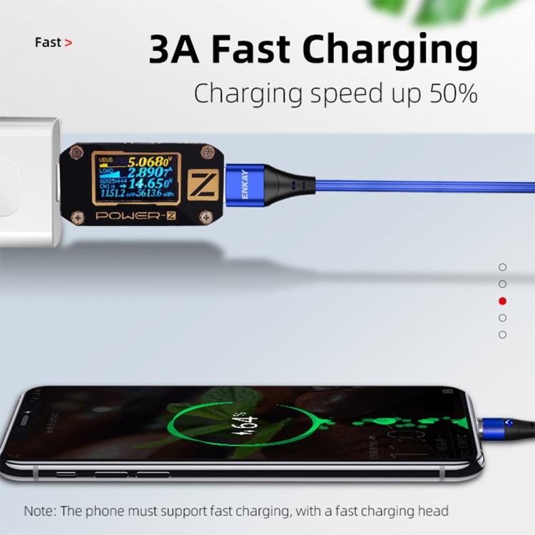 ENKAY 2 in 1 3A USB to 8 Pin + Type-C Magnetic Fast Charging Data Cable, 1m 3A USB to 8 Pin + Type-C, 2m 3A USB to 8 Pin + Type-C 2 ENKAY 2 in 1 3A USB to 8 Pin + Type-C Magnetic Fast Charging Data Cable, 1m 3A USB to 8 Pin + Type-C, 2m 3A USB to 8 Pin + Type-C - Image 2