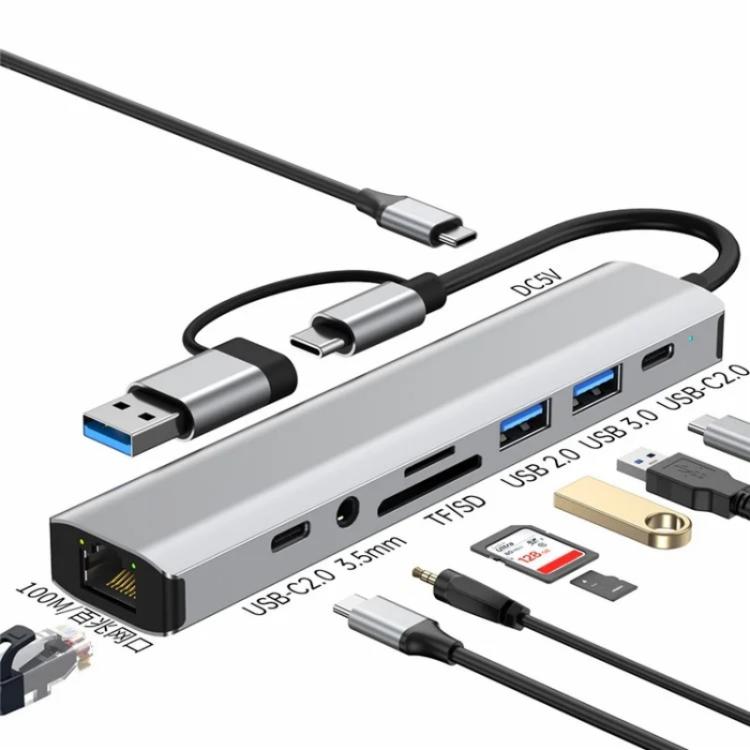 2509 RJ45, USB3.0, USB2.0, USB-C2.0, 3.5mm, DC5V, SD / TF Card Reader Adapter USB-C / USB Hub 2 2509 RJ45, USB3.0, USB2.0, USB-C2.0, 3.5mm, DC5V, SD / TF Card Reader Adapter USB-C / USB Hub - Image 2