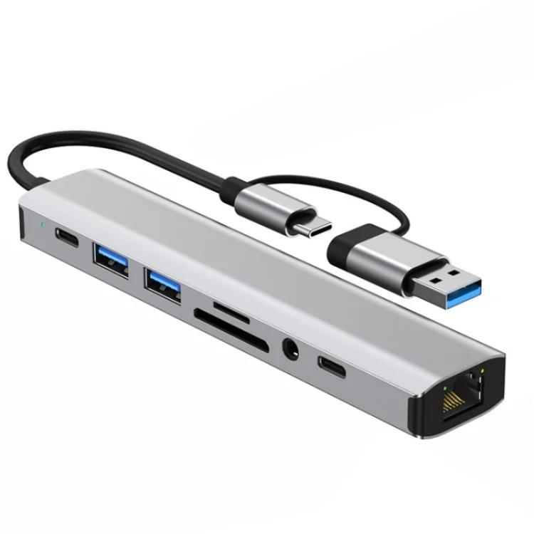 2509 RJ45, USB3.0, USB2.0, USB-C2.0, 3.5mm, DC5V, SD / TF Card Reader Adapter USB-C / USB Hub 3 2509 RJ45, USB3.0, USB2.0, USB-C2.0, 3.5mm, DC5V, SD / TF Card Reader Adapter USB-C / USB Hub - Image 3