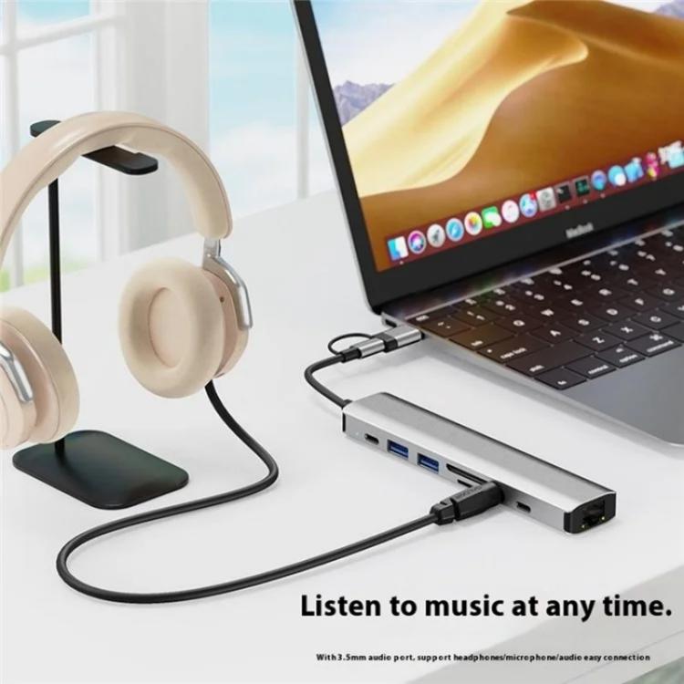 2509 RJ45, USB3.0, USB2.0, USB-C2.0, 3.5mm, DC5V, SD / TF Card Reader Adapter USB-C / USB Hub 10 2509 RJ45, USB3.0, USB2.0, USB-C2.0, 3.5mm, DC5V, SD / TF Card Reader Adapter USB-C / USB Hub - Image 10