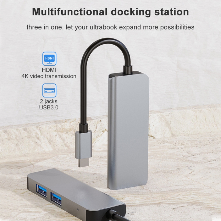 3 In 1 USB-C / Type-C To 4K HDMI + 2 USB 3.0 Ports Multifunctional HUB Docking Station 5 3 In 1 USB-C / Type-C To 4K HDMI + 2 USB 3.0 Ports Multifunctional HUB Docking Station - Image 5