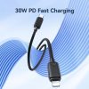 USAMS US-SJ697 USB-C / Type-C to 8 Pin 30W Striped Fast Charge Data Cable, 1m, 2m, 3m
