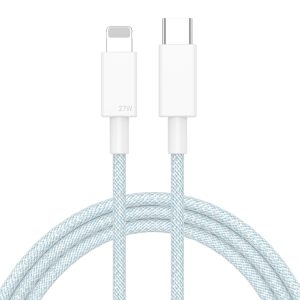 27W PD USB-C / Type-C to 8 Pin Fast Charging Braided Data Cable, Cable Length: 1m, 27W