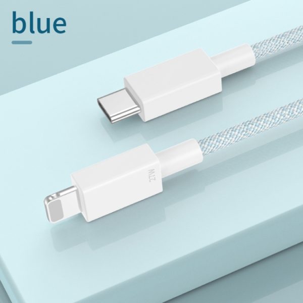 EDA002595701C_1.jpg 27W PD USB-C / Type-C to 8 Pin Fast Charging Braided Data Cable, Cable Length: 1m, 27W