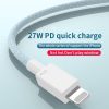 EDA002595701_B1.jpg 27W PD USB-C / Type-C to 8 Pin Fast Charging Braided Data Cable, Cable Length: 1m, 27W