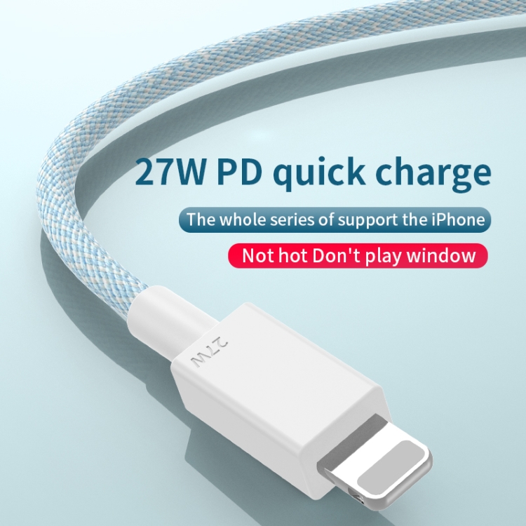27W PD USB-C / Type-C to 8 Pin Fast Charging Braided Data Cable, Cable Length: 1m, 27W 3 27W PD USB-C / Type-C to 8 Pin Fast Charging Braided Data Cable, Cable Length: 1m, 27W - Image 3