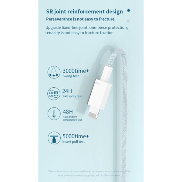 EDA002595701_B4.jpg 27W PD USB-C / Type-C to 8 Pin Fast Charging Braided Data Cable, Cable Length: 1m, 27W