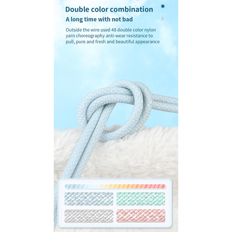 27W PD USB-C / Type-C to 8 Pin Fast Charging Braided Data Cable, Cable Length: 1m, 27W 7 27W PD USB-C / Type-C to 8 Pin Fast Charging Braided Data Cable, Cable Length: 1m, 27W - Image 7