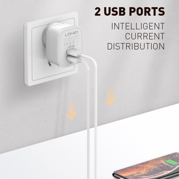 IP8G0611EU_2.jpg LDNIO A201 2.4A Dual USB Charging Head Travel Direct Charge Mobile Phone Adapter Charger With Micro USB Data Cable, Micro USB