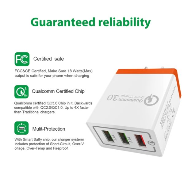 IPXS2002B_4.jpg AR-QC-03 2.1A 3 USB Ports Quick Charger Travel Charger, US Plug, AR-QC-03 US Plug Blue, AR-QC-03 US